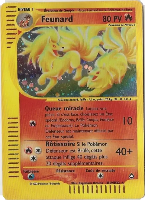 Carte Pokémon Feunard H19/H32, extension Aquapolis