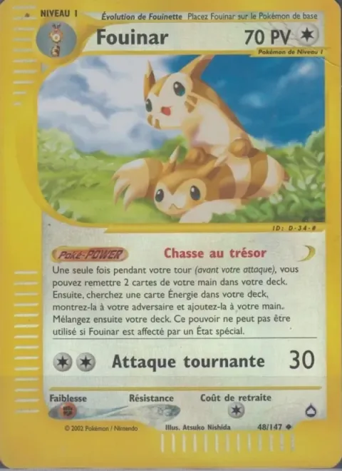 Carte Pokémon Fouinar 048/147, extension Aquapolis