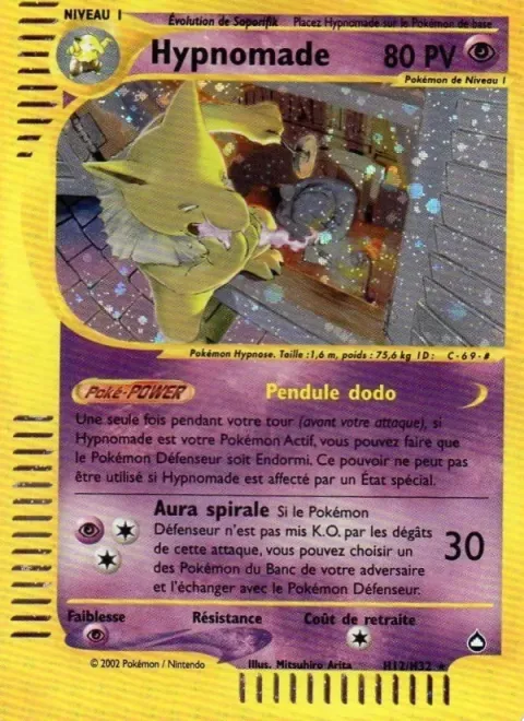 Carte Pokémon Hypnomade H12/H32, extension Aquapolis