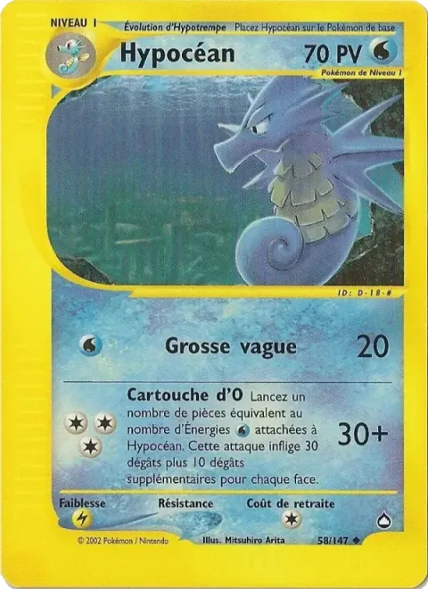 Carte Pokémon Hypocéan 058/147, extension Aquapolis