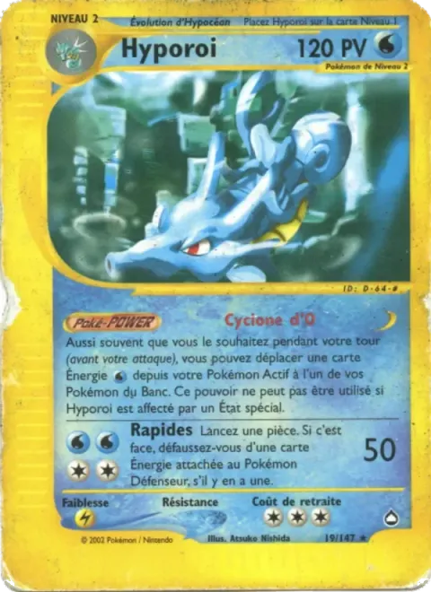 Carte Pokémon Hyporoi 019/147, extension Aquapolis
