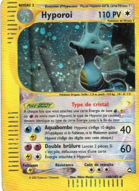 Carte Pokémon Hyporoi 148/147, extension Aquapolis