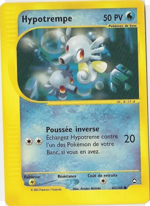 Carte Pokémon Hypotrempe 085/147, extension Aquapolis