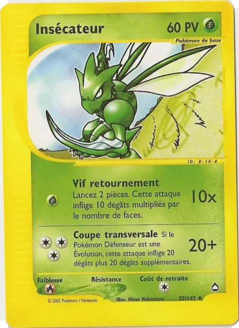 Carte Pokémon Insécateur 057/147, extension Aquapolis