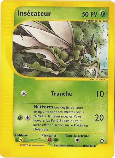 Carte Pokémon Insécateur 106/147, extension Aquapolis