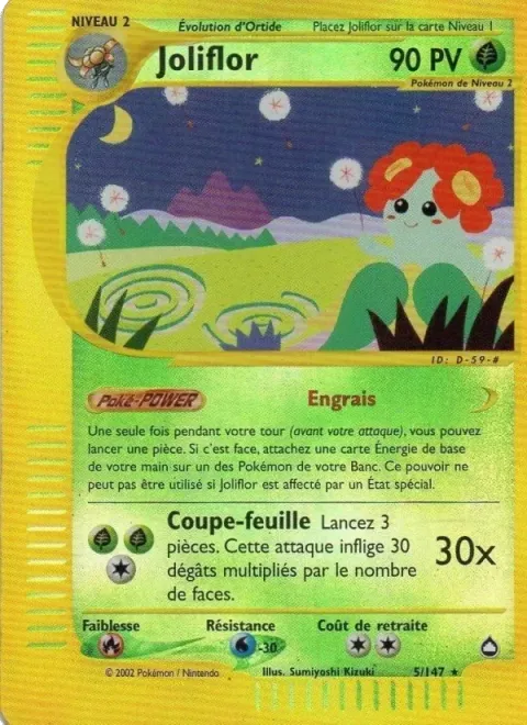 Carte Pokémon Joliflor 005/147, extension Aquapolis