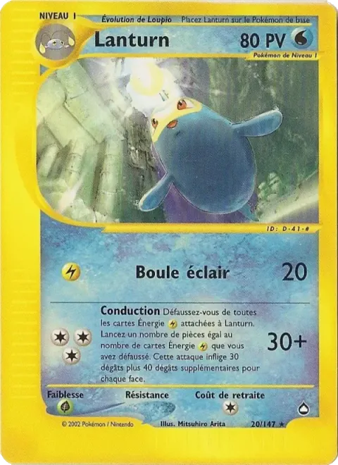 Carte Pokémon Lanturn 020/147, extension Aquapolis