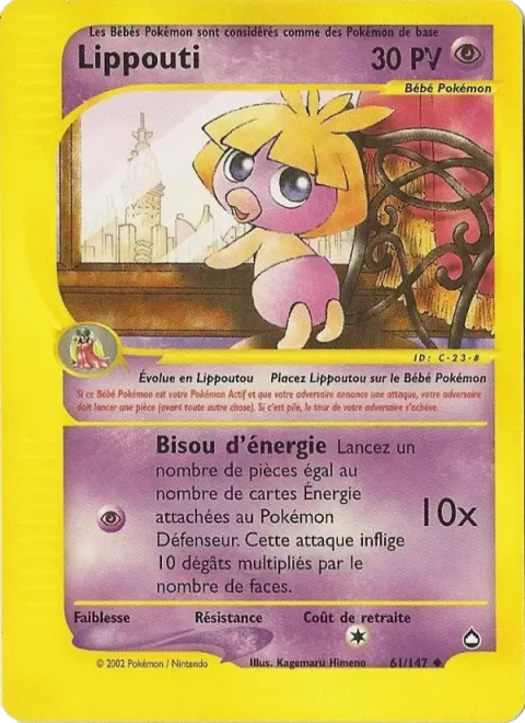 Carte Pokémon Lippouti 061/147, extension Aquapolis