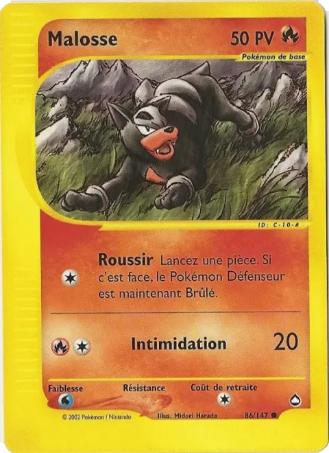 Carte Pokémon Malosse 086/147, extension Aquapolis