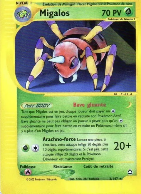 Carte Pokémon Migalos 003/147, extension Aquapolis