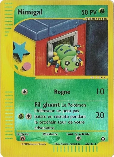 Carte Pokémon Mimigal 062/147, extension Aquapolis