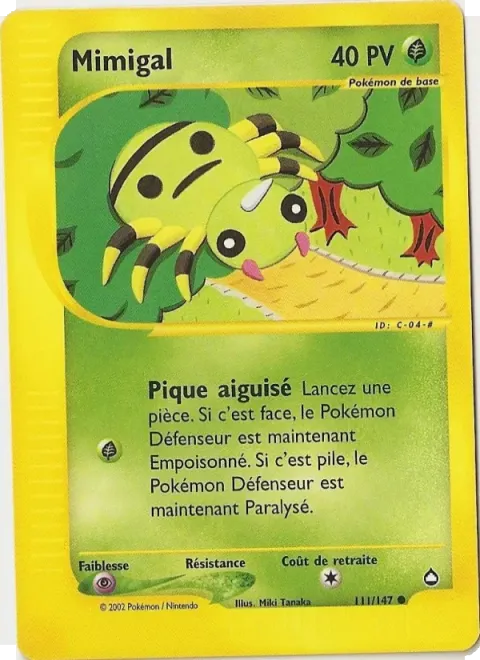 Carte Pokémon Mimigal 111/147, extension Aquapolis