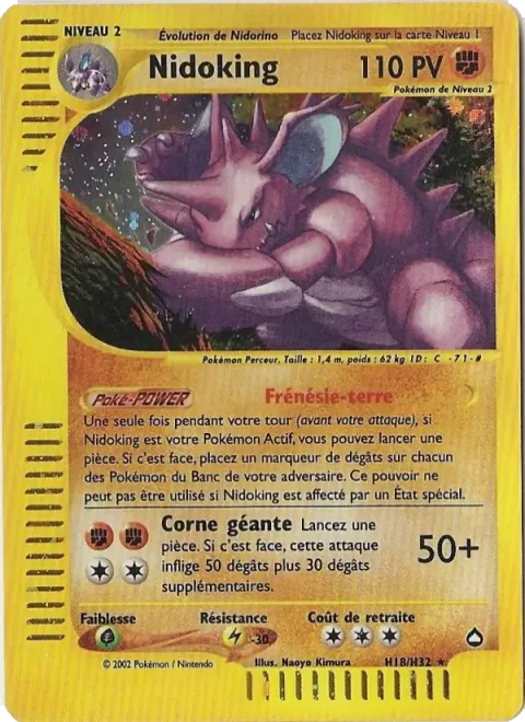 Carte Pokémon Nidoking H18/H32, extension Aquapolis