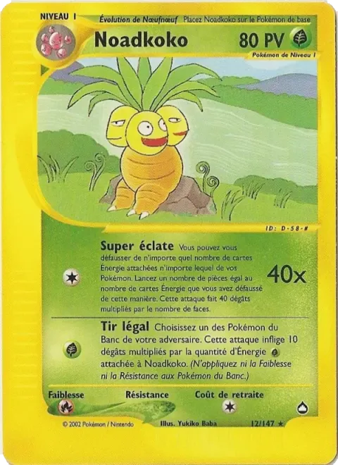 Carte Pokémon Noadkoko 012/147, extension Aquapolis