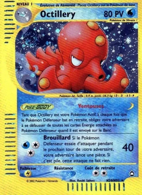 Carte Pokémon Octillery H20/H32, extension Aquapolis