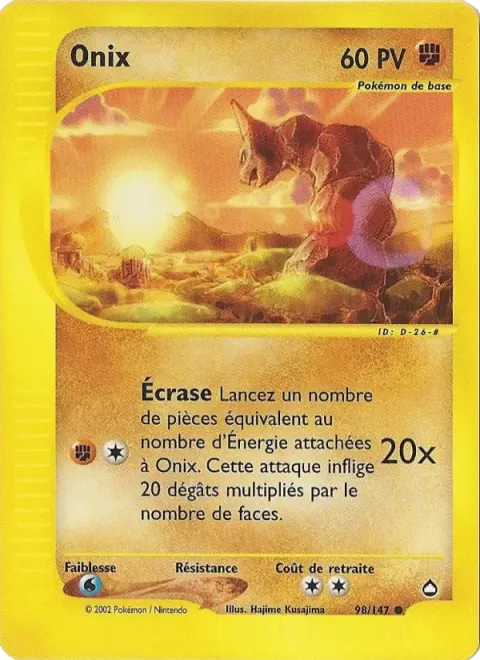 Carte Pokémon Onix 098/147, extension Aquapolis