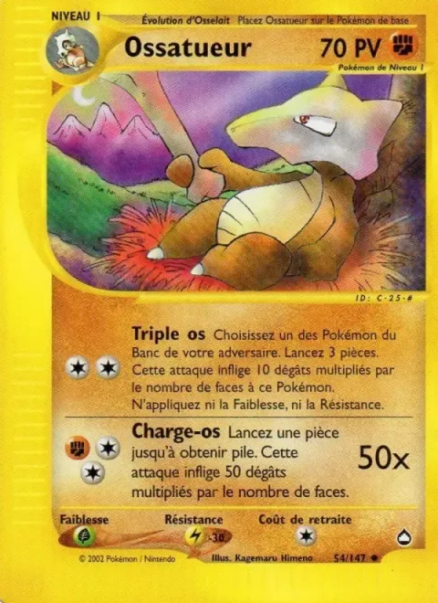 Carte Pokémon Ossatueur 054/147, extension Aquapolis