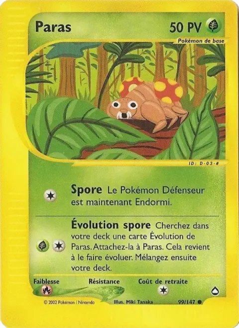 Carte Pokémon Paras 099/147, extension Aquapolis