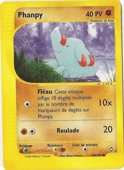 Carte Pokémon Phanpy 100/147, extension Aquapolis