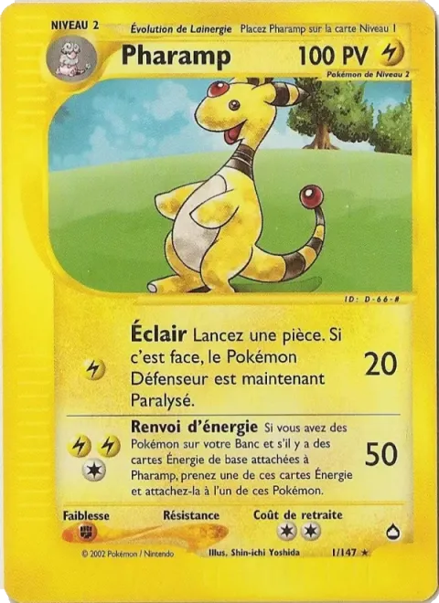 Carte Pokémon Pharamp 001/147, extension Aquapolis