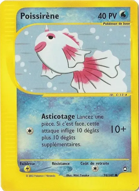 Carte Pokémon Poissirène 078/147, extension Aquapolis