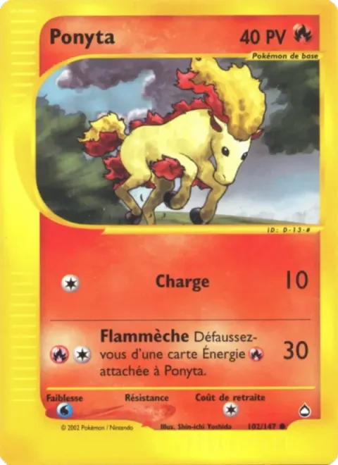 Carte Pokémon Ponyta 102/147, extension Aquapolis