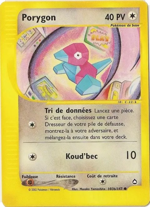 Carte Pokémon Porygon 103B/147, extension Aquapolis