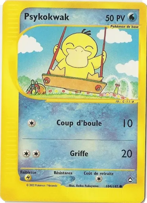 Carte Pokémon Psykokwak 104/147, extension Aquapolis