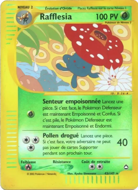 Carte Pokémon Rafflesia 043/147, extension Aquapolis