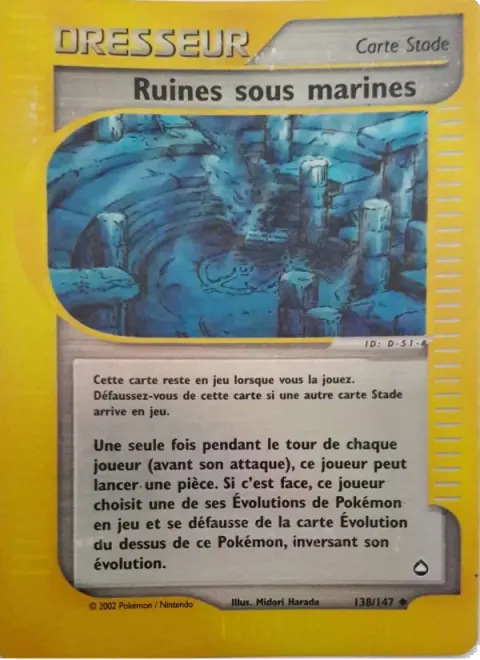 Carte Pokémon Ruines sous marines 138/147, extension Aquapolis