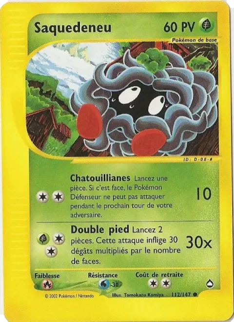 Carte Pokémon Saquedeneu 112/147, extension Aquapolis