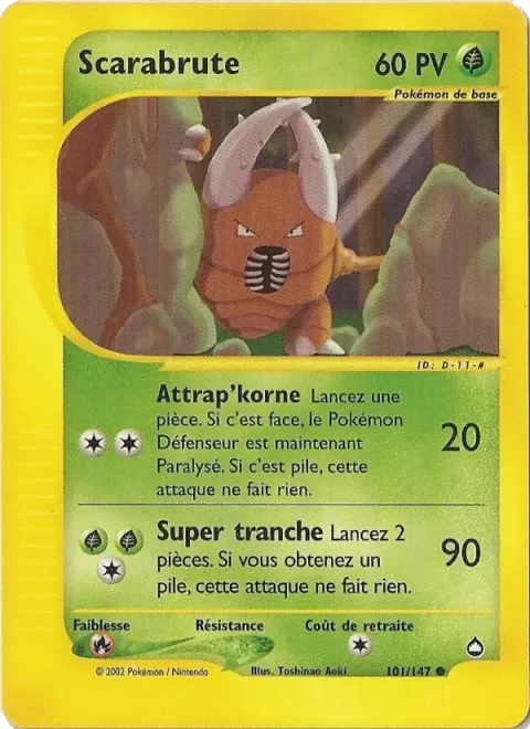 Carte Pokémon Scarabrute 101/147, extension Aquapolis