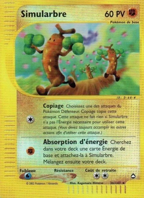 Carte Pokémon Simularbre 036/147, extension Aquapolis