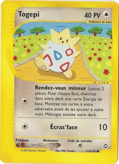 Carte Pokémon Togepi 114/147, extension Aquapolis