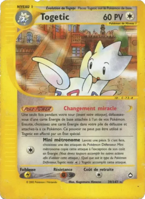 Carte Pokémon Togetic 039/147, extension Aquapolis