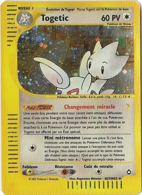 Carte Pokémon Togetic H27/H32, extension Aquapolis