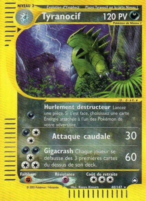 Carte Pokémon Tyranocif 040/147, extension Aquapolis