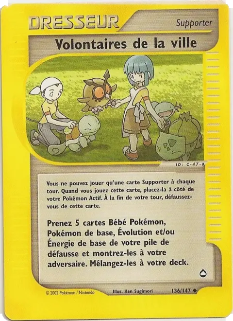 Carte Pokémon Volontaires de la ville 136/147, extension Aquapolis