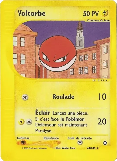 Carte Pokémon Voltorbe 064/147, extension Aquapolis