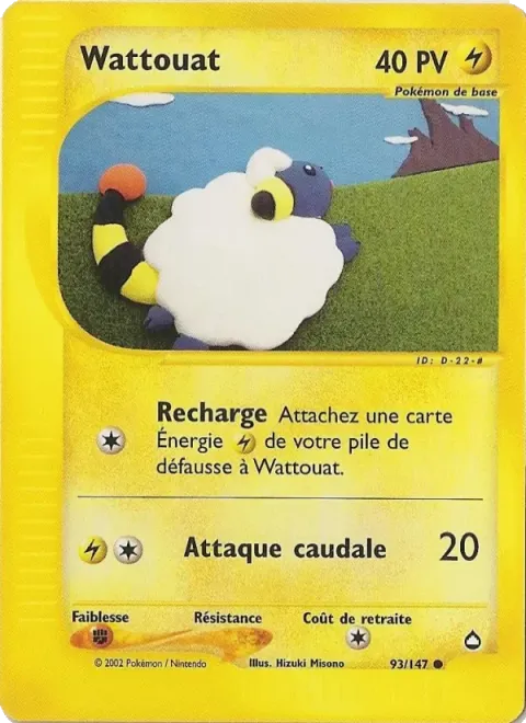 Carte Pokémon Wattouat 093/147, extension Aquapolis