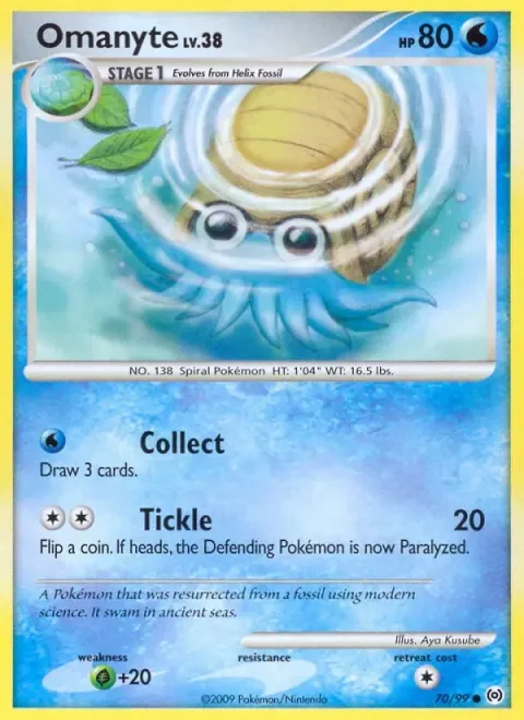 Carte Pokémon Amonita 070/099, extension Arceus (sortie anglaise)
