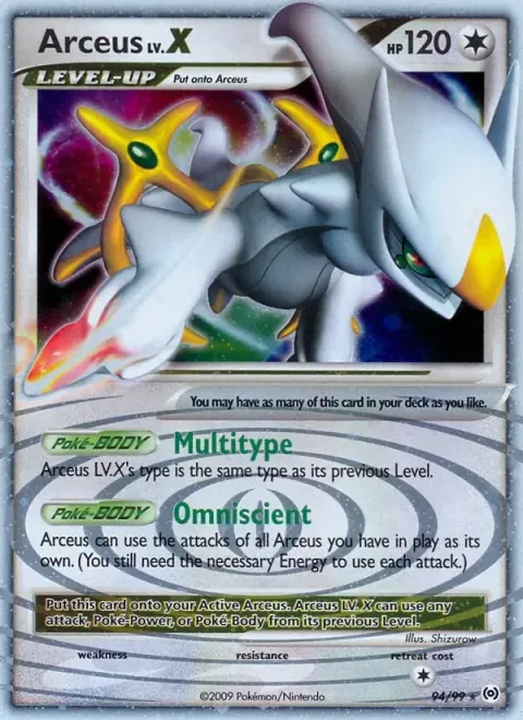 Carte Pokémon Arceus LV.X 094/099, extension Arceus (sortie anglaise)
