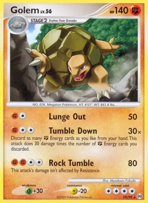 Carte Pokémon Grolem 019/099, extension Arceus (sortie anglaise)