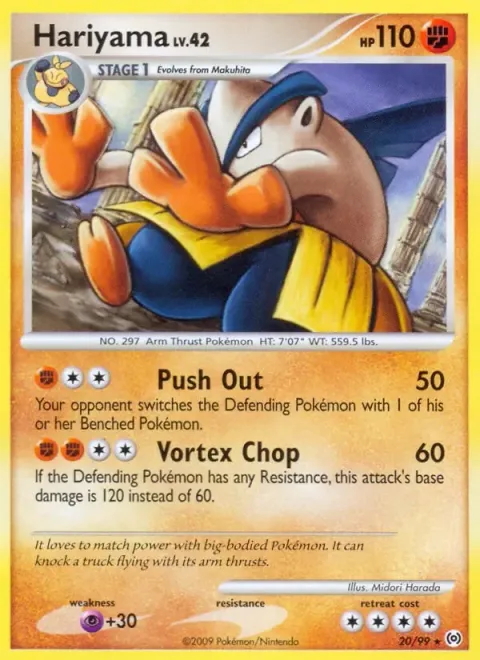 Carte Pokémon Hariyama 020/099, extension Arceus (sortie anglaise)