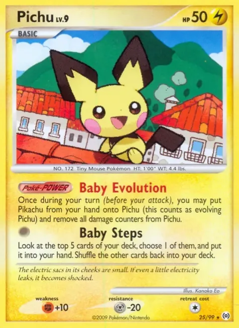 Carte Pokémon Pichu 025/099, extension Arceus (sortie anglaise)