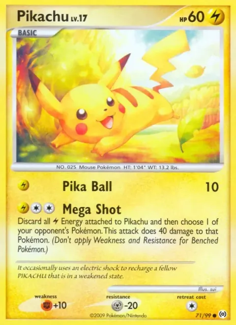 Carte Pokémon Pikachu 071/099, extension Arceus (sortie anglaise)