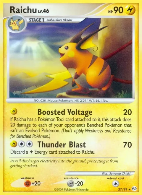 Carte Pokémon Raichu 027/099, extension Arceus (sortie anglaise)