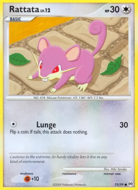 Carte Pokémon Rattata 073/099, extension Arceus (sortie anglaise)