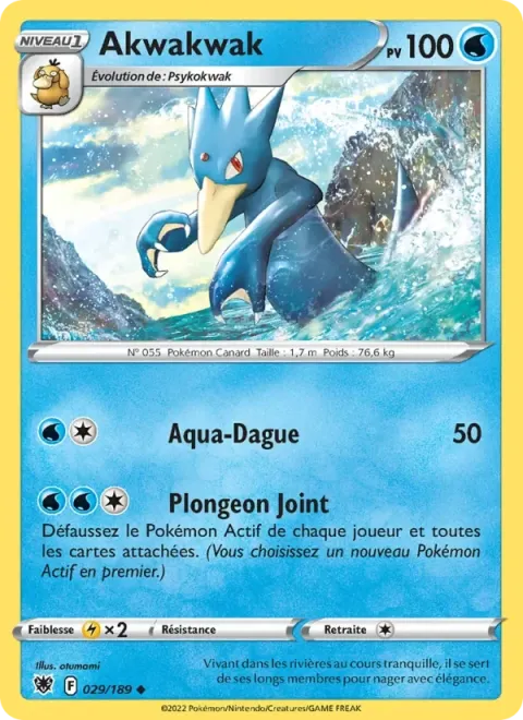 Carte Pokémon Akwakwak 029/189, extension Astres Radieux