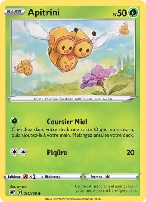Carte Pokémon Apitrini 011/189, extension Astres Radieux